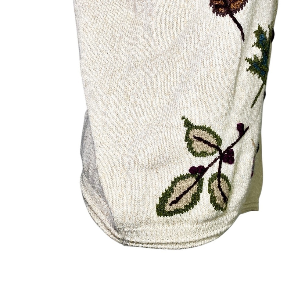 Alfred Dunner Cream Cardigan with Leaf Motif - Picture 7 of 15